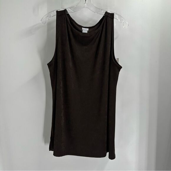 Chico's Travelers Size L(Chicos size 2) Brown Slinky Knit Tank Top - Picture 1 of 6